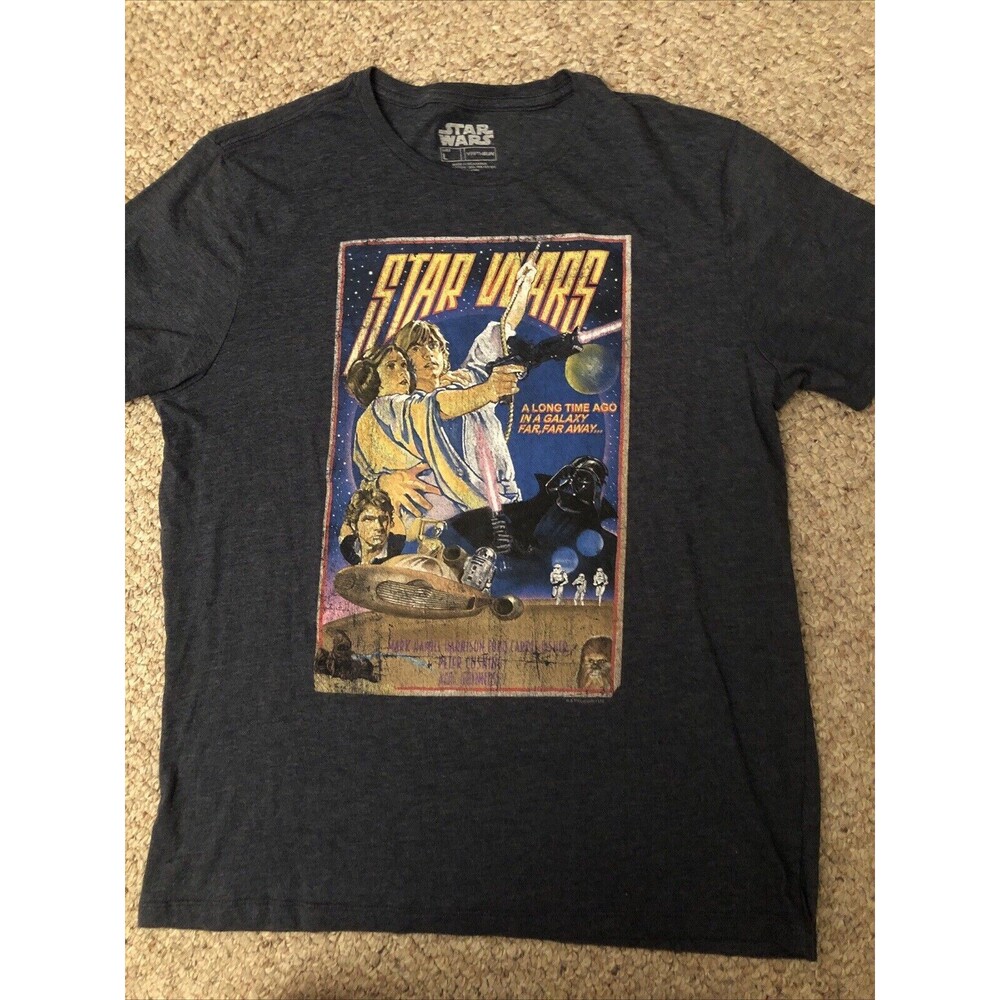 Star Wars Vintage T Shirt Lg with Carrie Fischer and Mark Hammill Harrison Ford